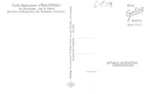 AK / Ansichtskarte Trautheim Muehltal Darmstadt-Dieburg Hessen Panorama Cafe Restaurant Trautheim Terrasse
