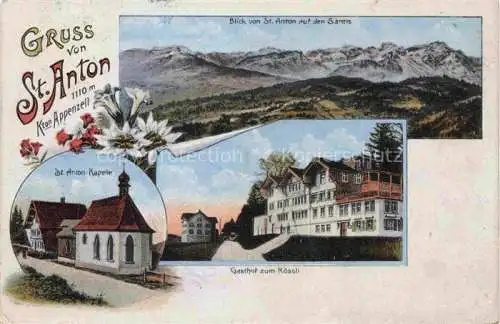 AK / Ansichtskarte St Anton 1121m Gais Appenzell AI Saentisblick St Anton Kapelle Gasthof zum Roessli
