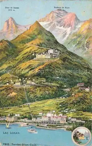 AK / Ansichtskarte Territet Montreux VD Glion Caux Dent de Jaman Rochers de Naye Lac Leman