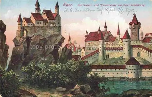 AK / Ansichtskarte Eger  Erlau Ungarn HU Die Kaiser und Wenzelsburgvor ihrer Zerstoerung