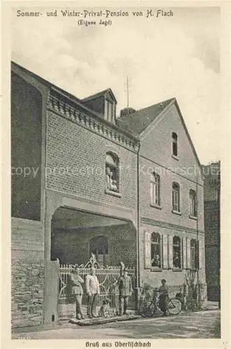 AK / Ansichtskarte Oberfischbach Rhein-Lahn-Kreis Rheinland-Pfalz Sommer- und Winter-Privat-Pension von H. Flach Eigene Jagd
