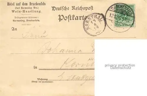 AK / Ansichtskarte Koenigswinter Rhein Hotel auf dem Drachenfels Deutsche Reichspost Kuenstlerkarte