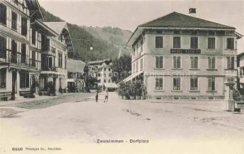 AK / Ansichtskarte Zweisimmen BE Dorfplatz Hotel Pension