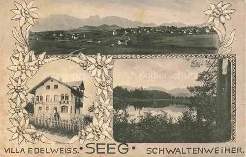 AK / Ansichtskarte Seeg Allgaeu Bayern Panorama Villa Edelweiss Schwaltenweiher