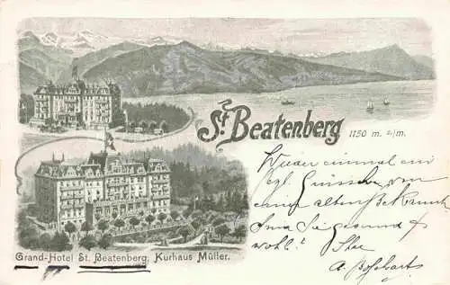 AK / Ansichtskarte St Beatenberg BE Panorama Grand Hotel Kurhaus Kuenstlerkarte