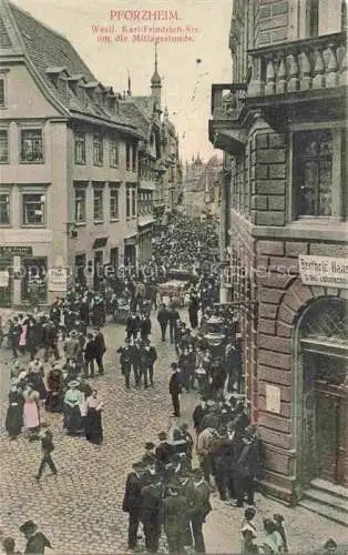 AK / Ansichtskarte PFORZHEIM BW Westliche Karl-Friedrich-Strasse um die Mittagsstunde