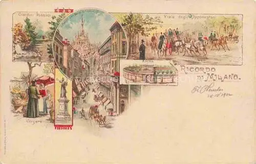 AK / Ansichtskarte MILANO Mailand IT Giardini Pubblici Verziere Corso Vittorio Emanuele Viale degli Oppocastani Arena Kuenstlerkarte