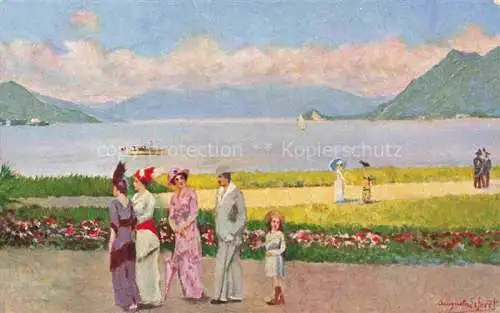 AK / Ansichtskarte Stresa Borromeo Lago Maggiore IT Panorama del lago N. 21 Serie artistica Lago Maggiore Kuenstlerkarte