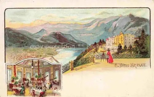 AK / Ansichtskarte Brunate Como Lombardia IT Grand Hotel Brunate Restaurant Panorama Kuenstlerkarte