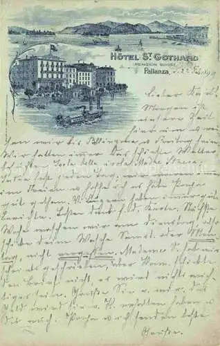 AK / Ansichtskarte Pallanza Lago Maggiore Piemonte IT Hotel St. Gothard Pension Suisse Kuenstlerkarte