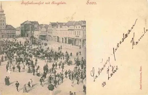 AK / Ansichtskarte Saaz Zatec Aussig CZ Hopfenkranzfest mit Ringplatz