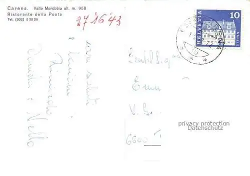 AK / Ansichtskarte Carena Bellinzona TI Valle Morobbia Ristorante della Posta