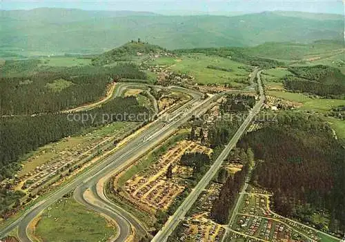AK / Ansichtskarte Nuerburgring Autorennstrecke Eifel Internationale Renn und Touristenstrecke Fliegeraufnahme