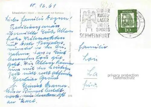 AK / Ansichtskarte SCHWEINFURT Main Marktplatz mit Rathaus