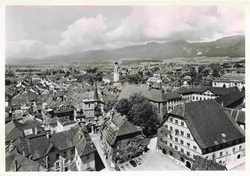 AK / Ansichtskarte Solothurn Soleure SO Blick vom St Ursenturm mit Altes Zeughaus und Rathaus