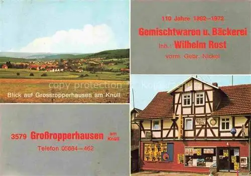 AK / Ansichtskarte Grossropperhausen Frielendorf Hessen Panorama Gemischtwaren und Baeckerei Rost