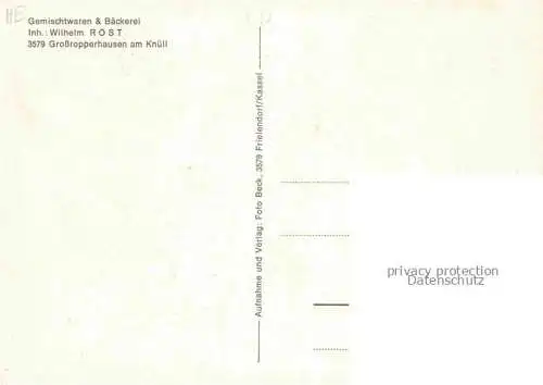AK / Ansichtskarte Grossropperhausen Frielendorf Hessen Panorama Gemischtwaren und Baeckerei Rost