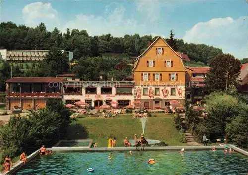 AK / Ansichtskarte Gras-Ellenbach Grasellenbach Bergstrasse Hessen Hotel Siegfriedbrunnen Freibad