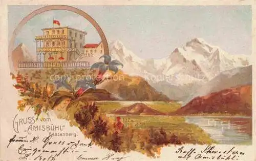 AK / Ansichtskarte Beatenberg Thunersee BE Panorama Alpen Haus Amisbuehl Kuenstlerkarte