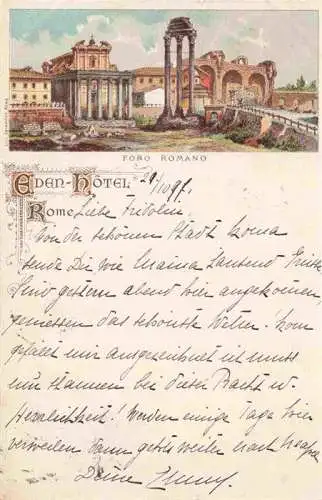 AK / Ansichtskarte Rom  ROMA IT Foro romano Eden-Hotel Kuenstlerkarte