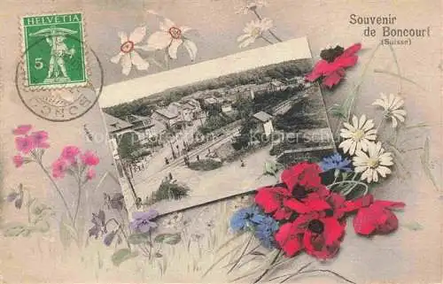 AK / Ansichtskarte Boncourt  Dellle Porrentruy JU Teilansicht Eisenbahn Blumen