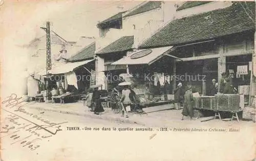 AK / Ansichtskarte Tonkin Region Hanoi Vietnam Une rue dans le Quartier annamite
