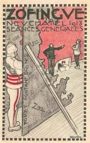 AK / Ansichtskarte Neuchatel NE Zofingue Séances Générales Studentika Kuenstlerkarte
