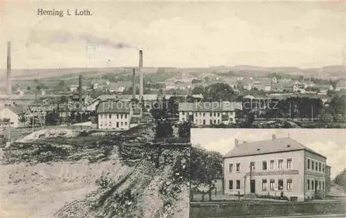 AK / Ansichtskarte Heming Lothringen Sarrebourg 57 Moselle Panorama Bahnhof-Hotel Pruef-Stempel