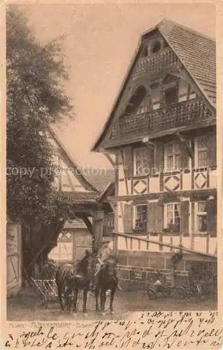 AK / Ansichtskarte Alteckendorf Bouxwiller 67 Bas-Rhin Fachwerkhaus Pferdefuhrwerk