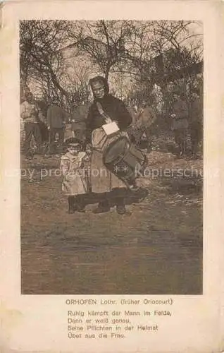 AK / Ansichtskarte Orhofen Oriocourt Chateau-Salins 57 Moselle Frau mit Kind 