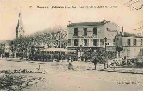 AK / Ansichtskarte MEUDON-BELLEVUE-MEUDON Boulogne-Billancourt 92 Hauts-de-Seine Grande Rue et Route des Gardes Eglise