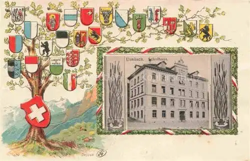 AK / Ansichtskarte Urnaesch Saentis AR Schulhaus Wappen