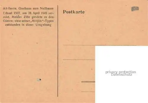 AK / Ansichtskarte Alt-BERLIN Gasthaus Zum Nussbaum Zeichnung