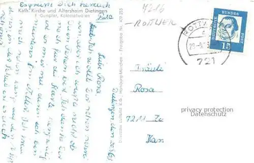 AK / Ansichtskarte Dietingen Rottweil BW Kath Kirche und Altersheim