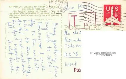 AK / Ansichtskarte Richmond Virginia USA Medical College of Virginia Hospital