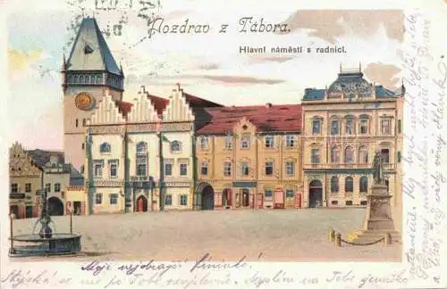 AK / Ansichtskarte Tabor  CZ Hlavni namesti s radnici Marktplatz Rathaus Kuenstlerkarte