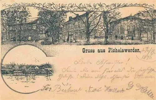 AK / Ansichtskarte Pichelswerder Insel Spandau BERLIN Teilansicht Wirtshaus Café am Wasser Deutsche Reichspost Kuenstlerkarte