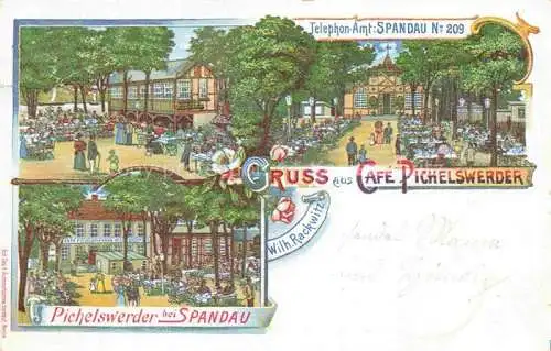 AK / Ansichtskarte Pichelswerder Insel Spandau BERLIN Wirtshaus Restauration Biergarten Litho Deutsche Reichspost