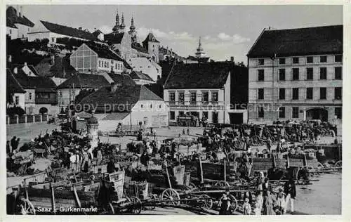 AK / Ansichtskarte Saaz Zatec Aussig CZ Gurkenmarkt