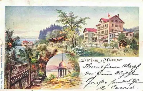 AK / Ansichtskarte Macolin sur Bienne Biel BE Hotel Restaurant Pavillon Kuenstlerkarte