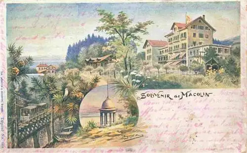 AK / Ansichtskarte Macolin sur Bienne Biel BE Hotel Restaurant Pavillon Kuenstlerkarte