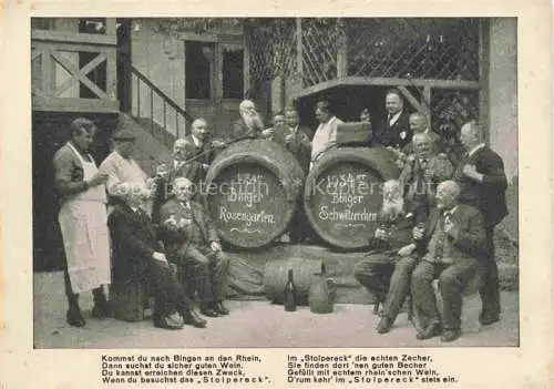 AK / Ansichtskarte Bingen Rhein Weinprobe Binger Rosengarten Binger Schwaelzerchen Stammtisch Stolpereck