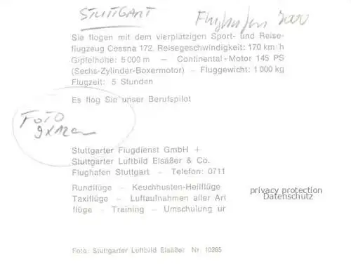 AK / Ansichtskarte STUTTGART Flugzeug des Stuttgarter Flugdienst