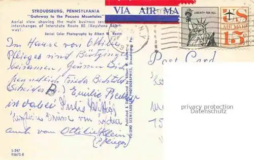 AK / Ansichtskarte Stroudsburg Pennsylvania USA Fliegeraufnahme