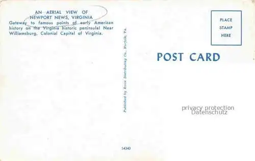 AK / Ansichtskarte Newport News Virginia USA Fliegeraufnahme