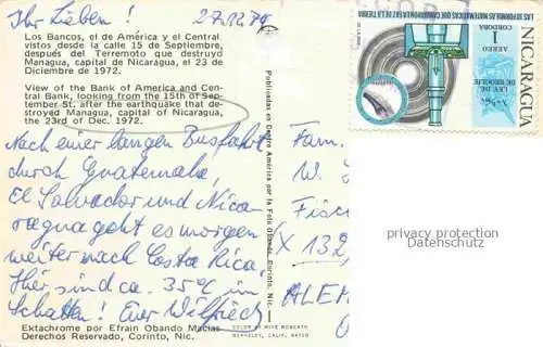 AK / Ansichtskarte MANAGUA_Nicaragua View of the Bank of America and Central Bank after the earthquake 1972 