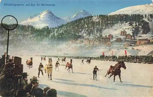 AK / Ansichtskarte St Moritz  SANKT MORITZ GR Skikjoeringrennen auf dem St Moritzersee