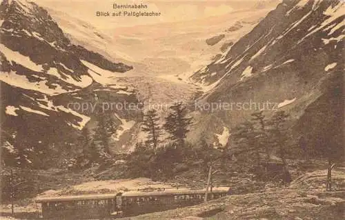 AK / Ansichtskarte Berninabahn Pontresina Eisenbahn GR mit Blick auf Paluegletscher
