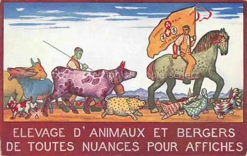 AK / Ansichtskarte BERN BE Foire de Berne Elevage d'animaux et bergers de toutes nuances pour affiches Dessin Kuenstlerkarte