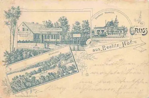 AK / Ansichtskarte Wannsee STEGLITZ-ZEHLENDORF BERLIN Beelitz-Hof Restaurant Bahnhof Panorama Wannsee Litho Deutsche Reichspost